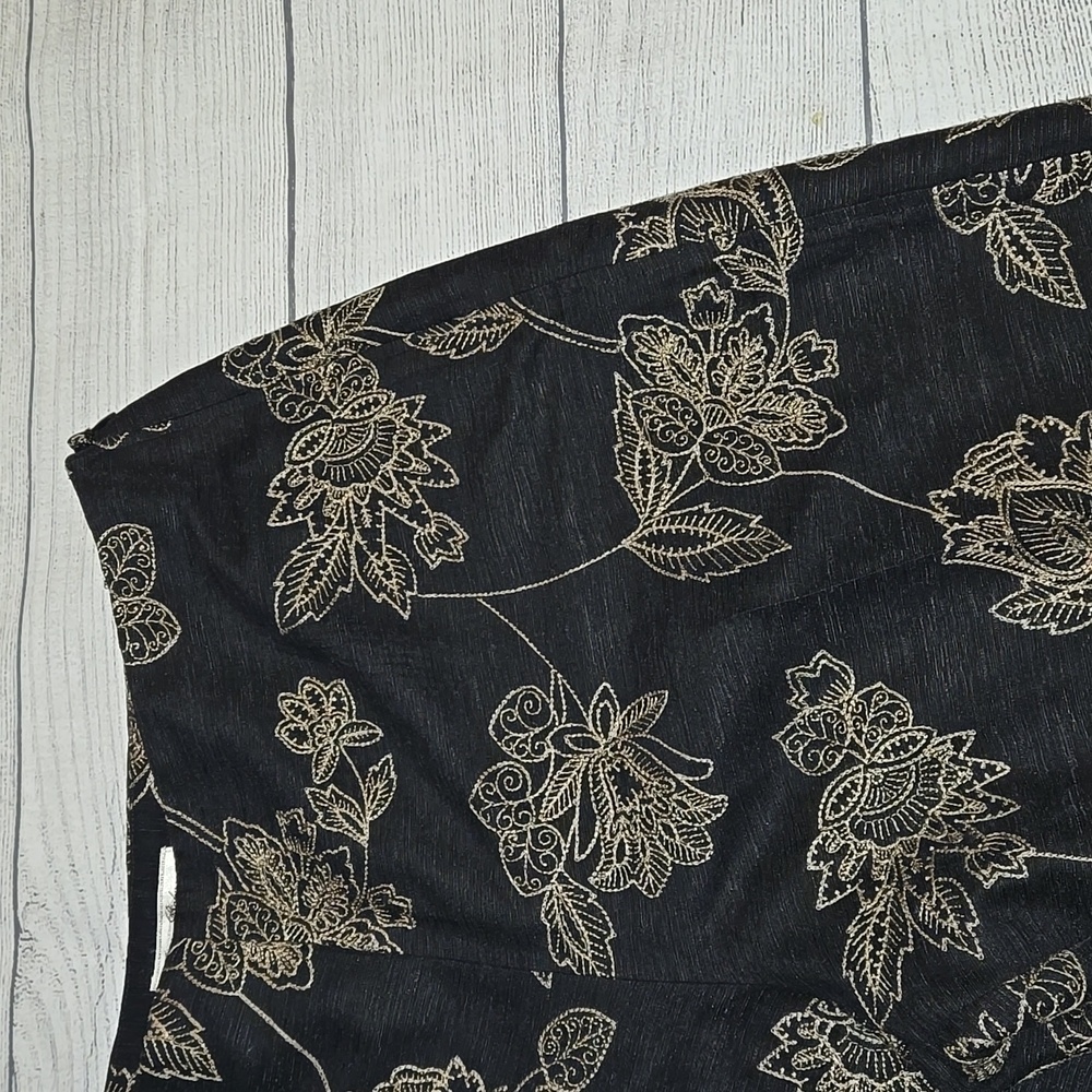 Tommy Bahama Women's Floral Embroidered Silk Pants Black and Tan Size 10 - Picture 4 of 9